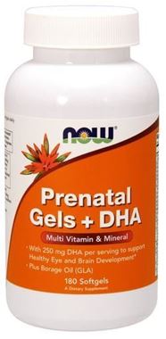 Picture of NOW Prenatal Gels + DHA , 180 softgels