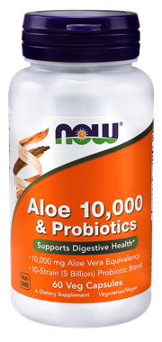 Picture of NOW Aloe 10,000 & Probiotics, 60 vcaps