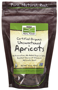 Picture of NOW Certified Organic Unsweetened Apricots, 16 oz 