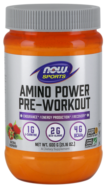 Picture of NOW Sports Amino Power Pre-Workout, 21.16 oz powder