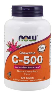 Picture of NOW Chewable C-500, Cherry Berry Flavor, 100 tabs