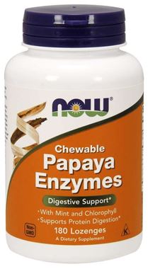 Picture of NOW Chewable Papaya Enzymes, 180 lozenges