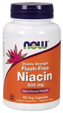 Picture of NOW Double Strength Flush-Free Niacin, 500 mg, 90 vcaps