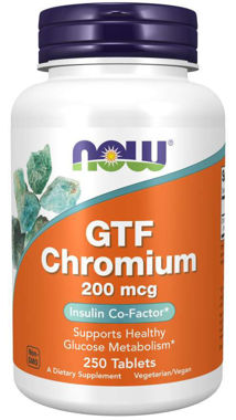 Picture of NOW GTF Chromium, 200 mcg, 250 tabs