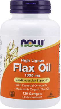 Picture of NOW High Lignan Flax Oil, 1000 mg, 120 softgels