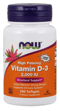 Picture of NOW High Potency Vitamin D3 2,000 IU, 240 softgels