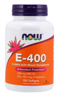 Picture of NOW E- 400 d-alpha with Mixed Tocopherols, 100 softgels