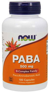 Picture of NOW PABA, 500 mg, 100 caps