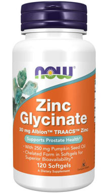 Picture of NOW Zinc Glycinate, 120 softgels
