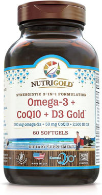 Picture of NutriGold Omega-3 + CoQ10 + D3 Gold, 60 softgels (TEMPORARY OUT OF STOCK)