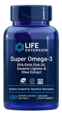 Picture of Life Extension Super Omega-3 EPA/DHA Fish Oil, Sesame Lignans & Olive Extract, 120 enteric coated softgels