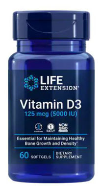 Picture of Life Extension Vitamin D3, 5000 IU, 60 softgels
